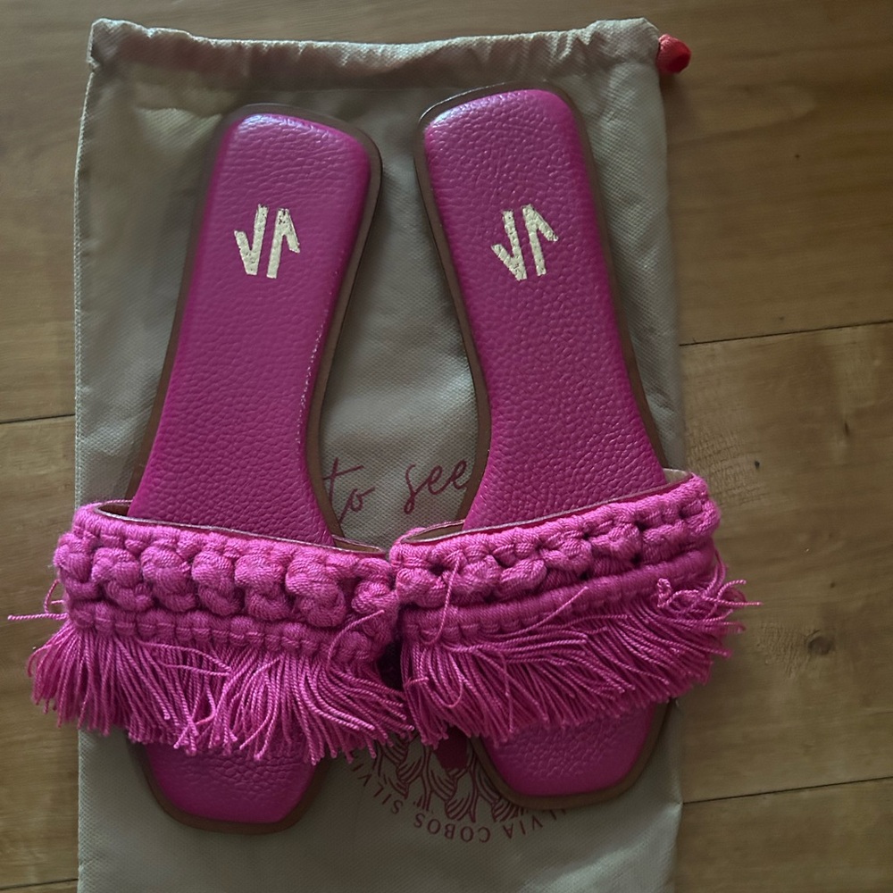 Brand new pink flat slides